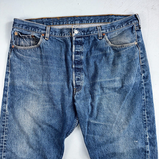 Levis 501 Vintage 90s USA XX Straight Leg Jeans Blue Med Wash 44x32 Act 40x28