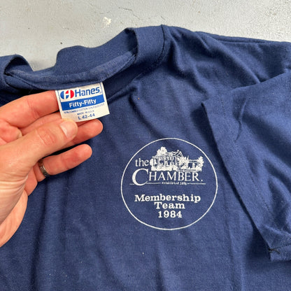Chamber Hanes VTG T Shirt 1984 80s House Architect Designer Eames Cool Navy