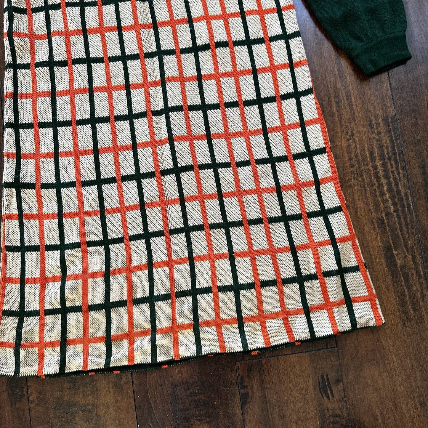 Silverworm Vintage Rockabilly Orange Green Dress Sweater 1960s 60s Checker