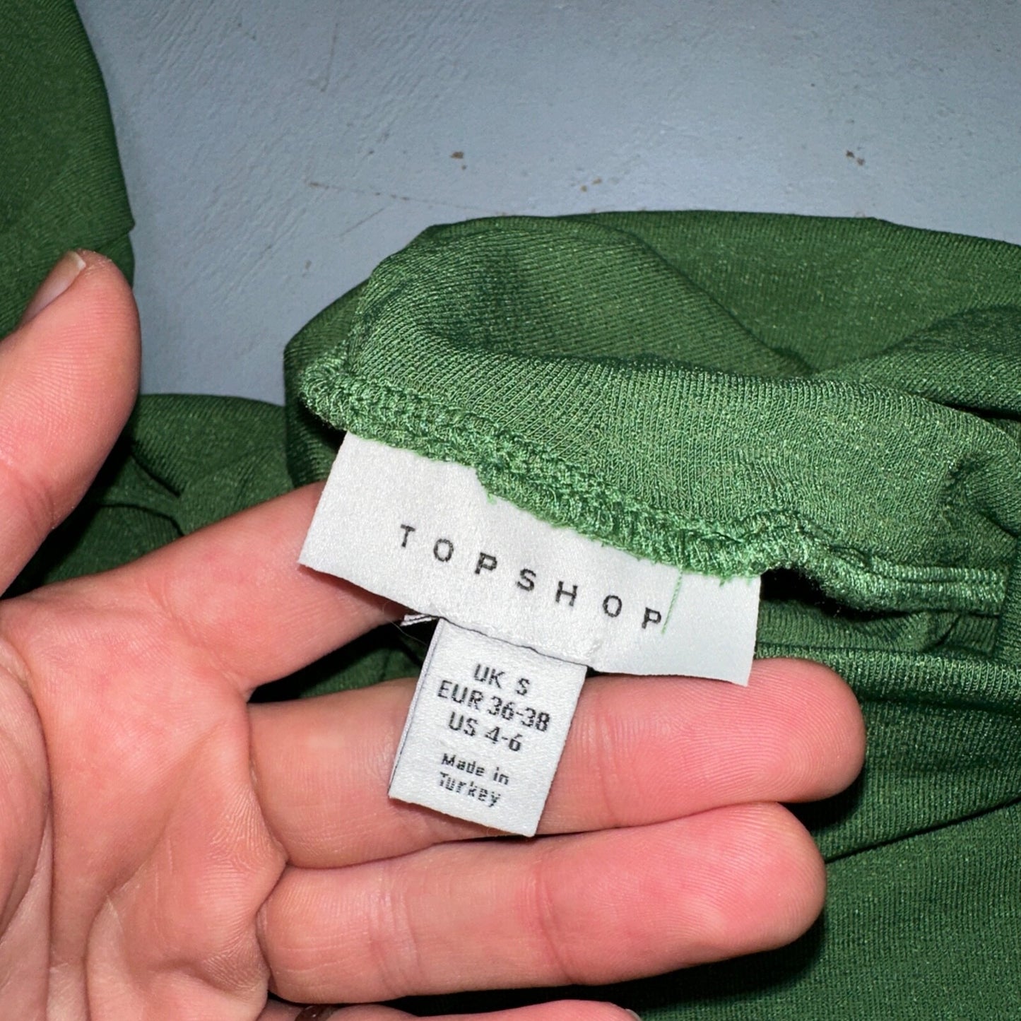 Topshop Women's Maxi Dress S Green Polyester Elastane Maxi Long Mock Neck