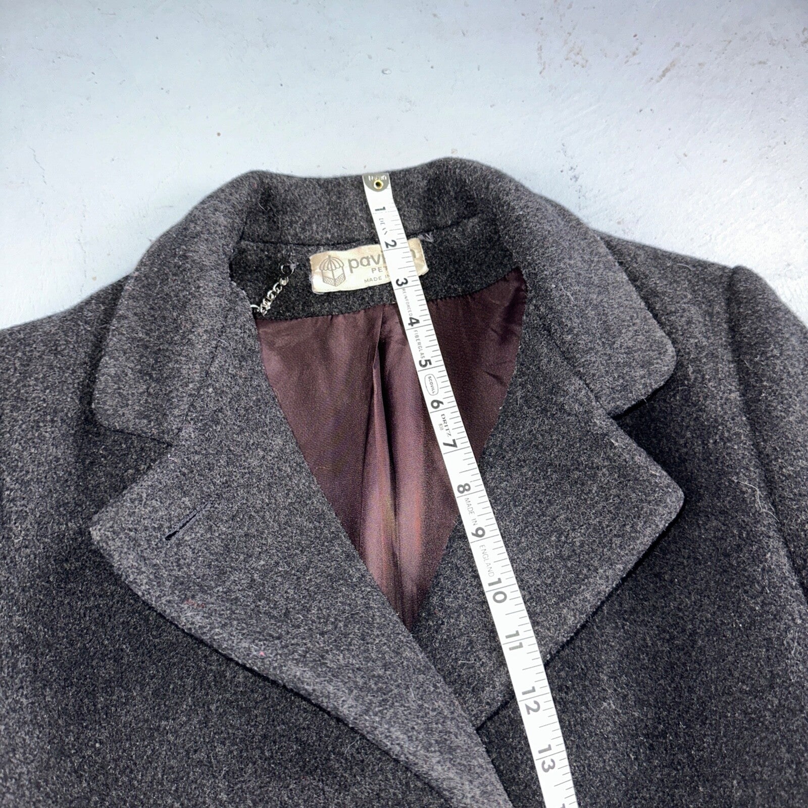 VTG Pavilion Petite Gray Coat  Womens  Double Breasted Long Trench Overcoat Sz L