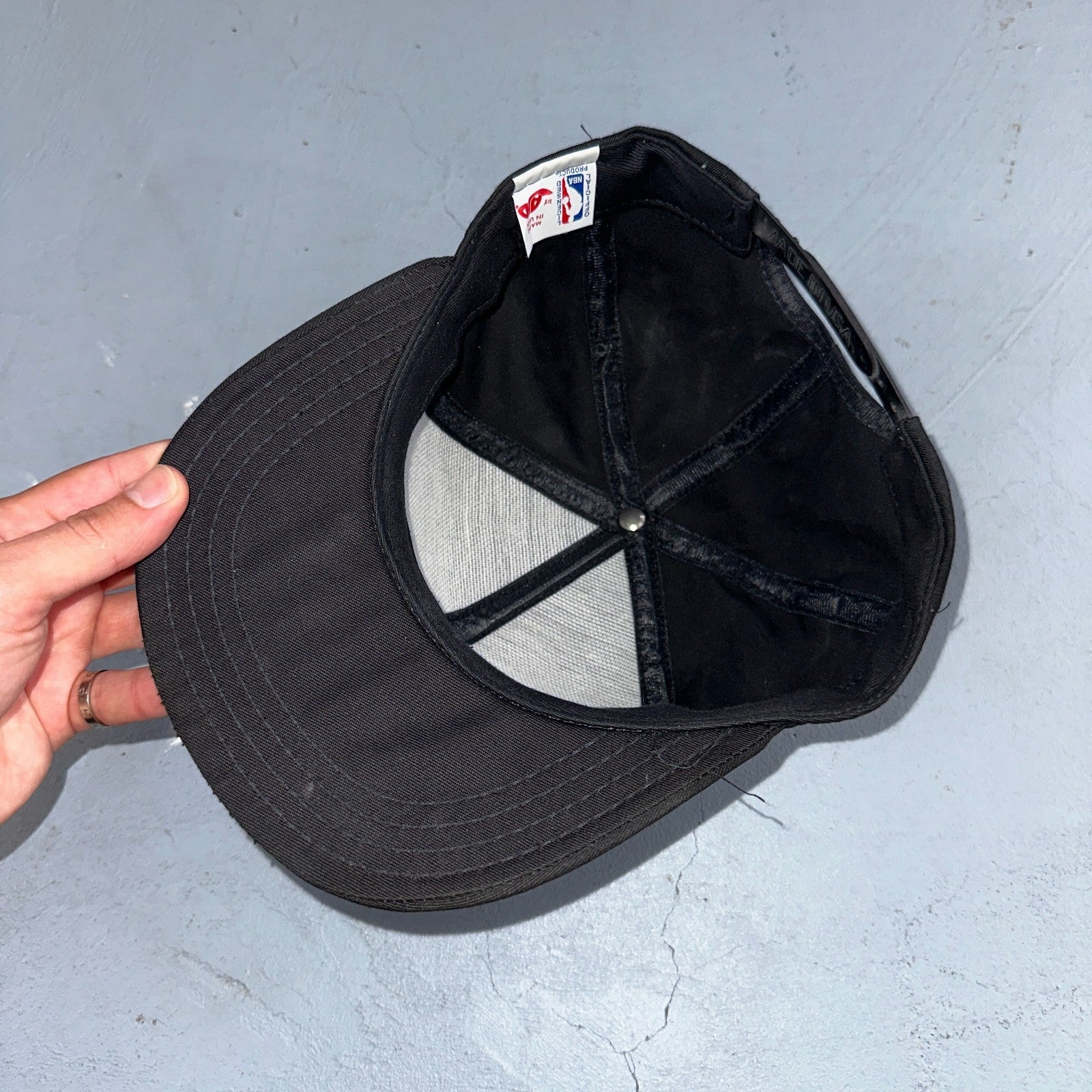 VTG 1990 NBA Finals Snapback Hat Blazers Black Red PDX USA Made Basketball Cap