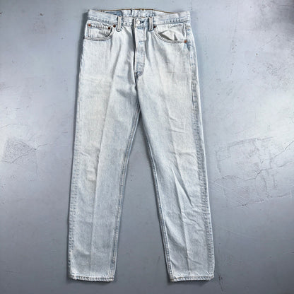 Levis 501 Vintage 90s USA XX Straight Leg Jeans Blue Light Wash 33x34 Act 31x32