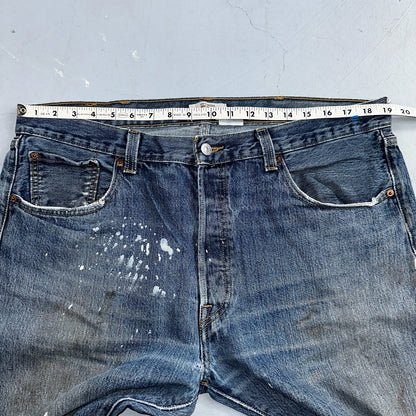 Levis 501 Vintage Y2K XX Straight Leg Jeans Blue Med Wash Paint 38x30 Act 38x29