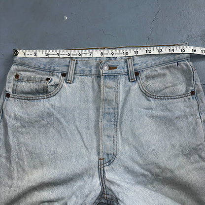 Levis 501 Vintage 90s USA XX Straight Leg Jeans Blue Light Wash 33x30 Act 31x29