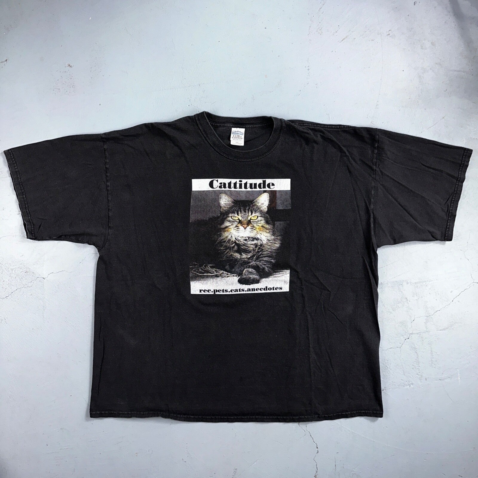 Cat Cattitude VTG T Shirt Y2K 3XL Black Funny Cute Animals Love Photo Art Rap