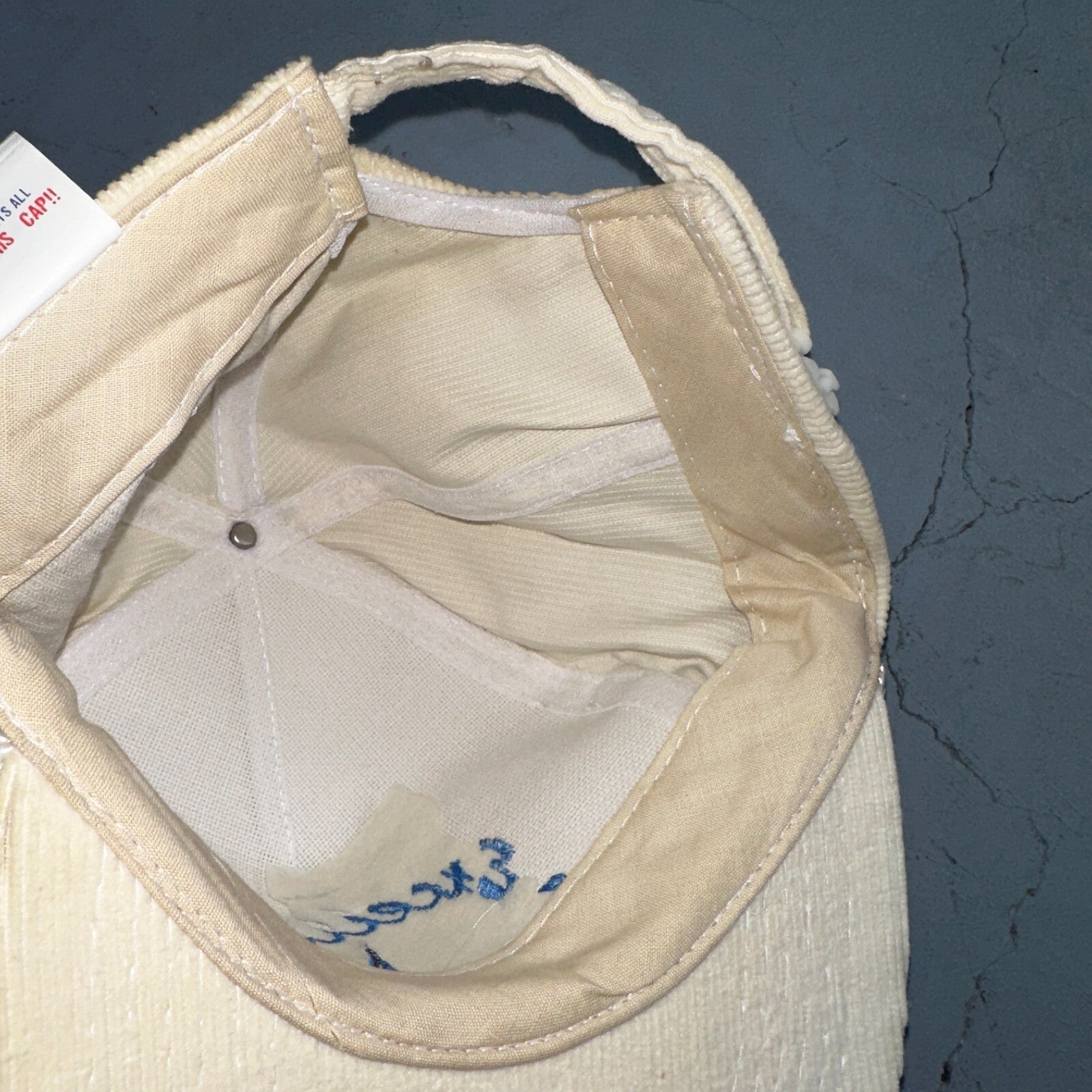 Excellence In Service Corduroy VTG Hat Cap Snapback White Otto Flame Water Vag