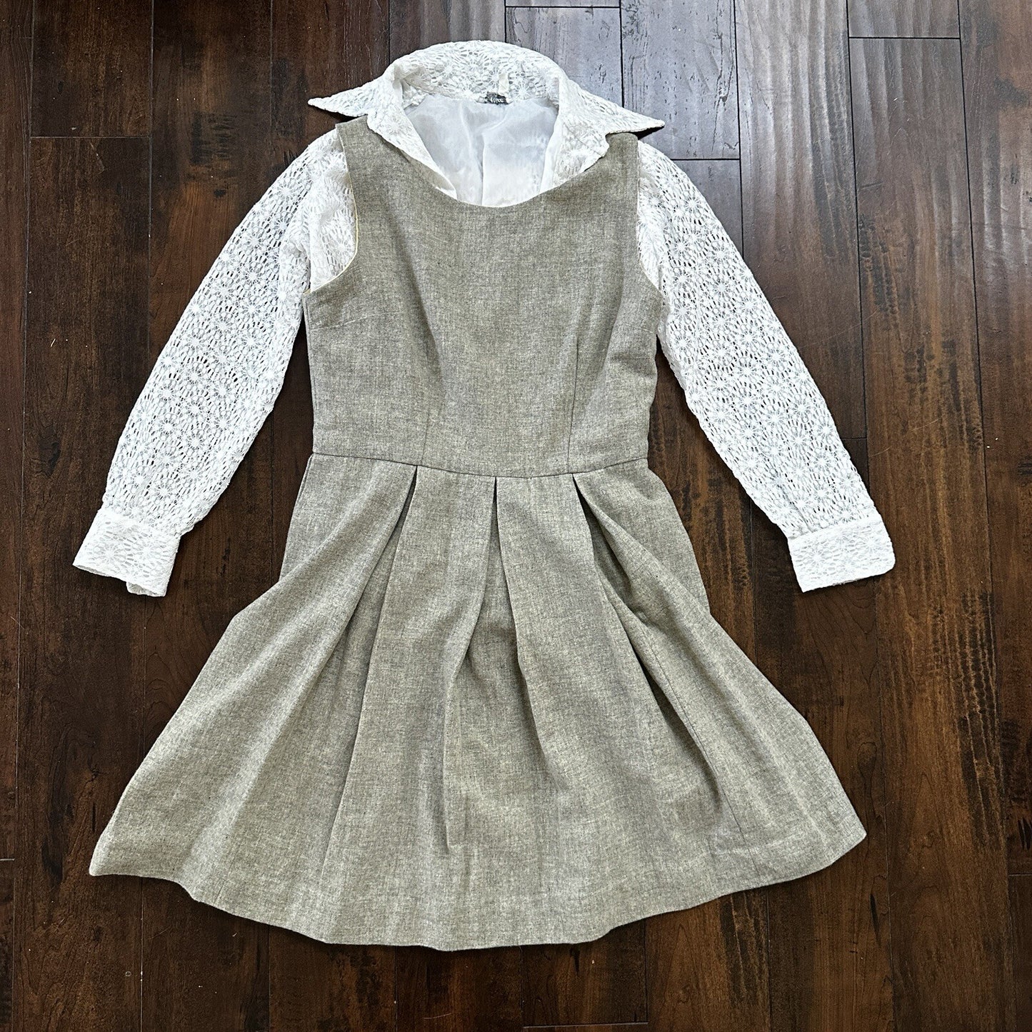 VTG USA Rockabilly Womens Dress Skirt 60s 50s Wedding Wool Floral Alice Lace