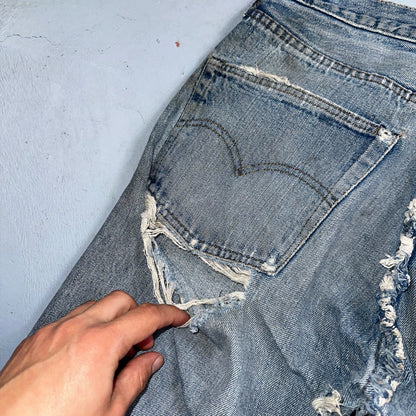 Levis 501 VTG 70s SS Redline Selvedge Jeans XX Thrashed Ripped Act 29x29