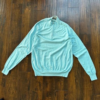 Peter Millar Sweater Men L Crown Soft Cotton Cashmere 1/4 Quarter Zip Pullover