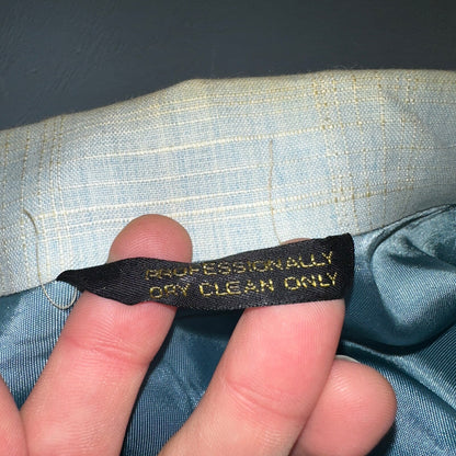 VTG Mens 3 PC Suit 44 Jacket Coat Pants Vest Plaid Rockabilly 70s Stained