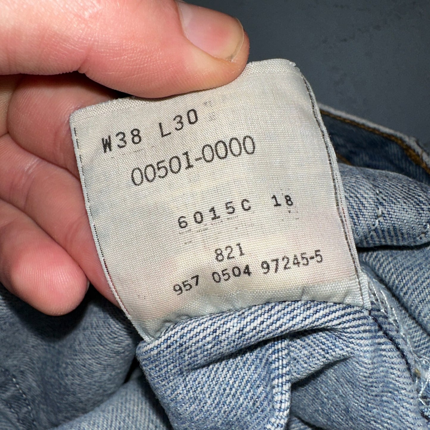 Levis 501 Vintage Y2K XX Straight Leg Jeans 90s Blue Light Wash 38x30 Act 35x26