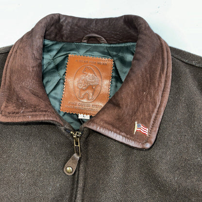 Golden Bear Vintage Leather Wool Brown Varsity Letterman Jacket L Suede
