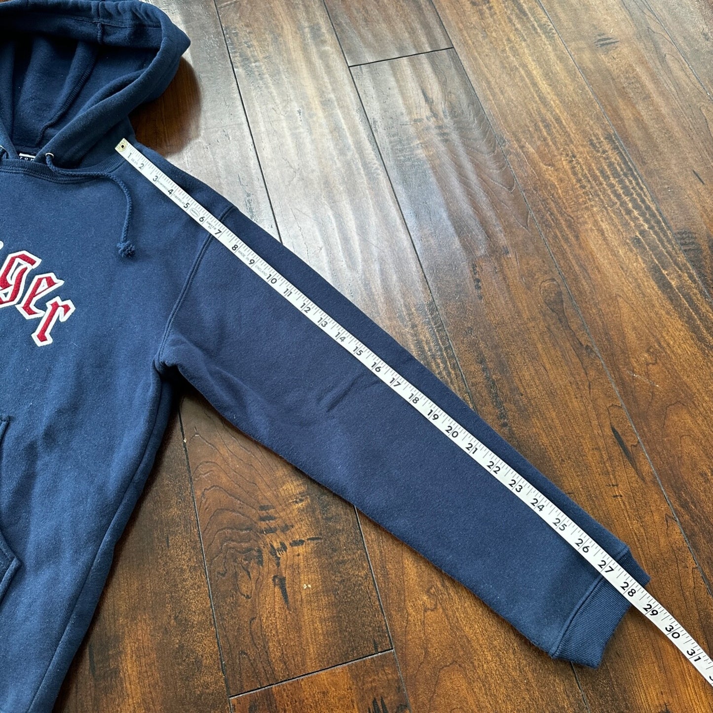 VTG Tommy Hilfiger Blue Pullover Hoodie Embroidered Size Small 90s Spellout