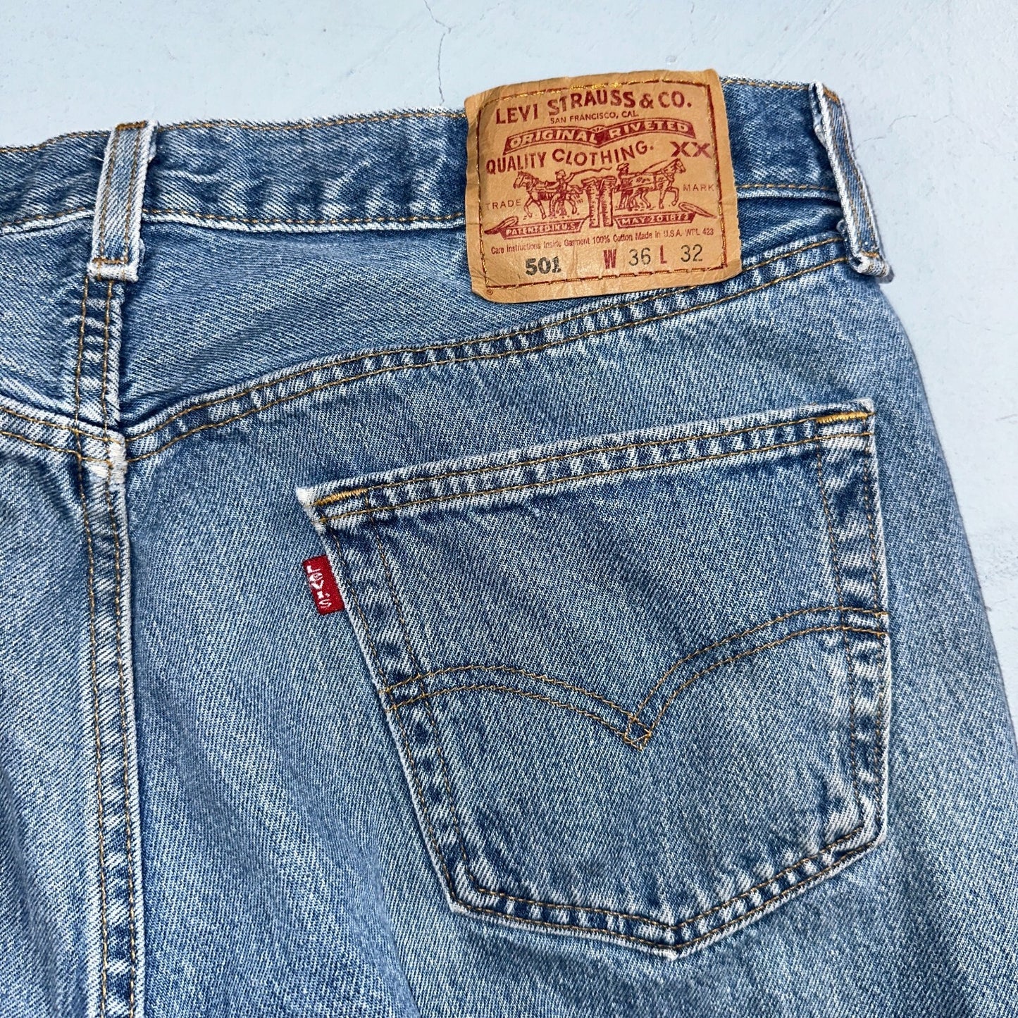 Levis 501 Vintage 90s USA XX Straight Leg Jeans Blue Med Wash 36x32 Act 34x30