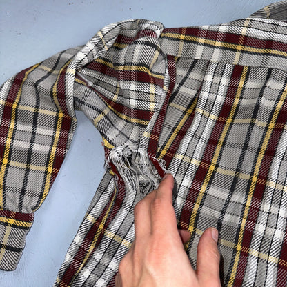 VTG Big Mac JC Penny Thick 100% Cotton Flannel Work Shirt M 70s Plaid Thrashed