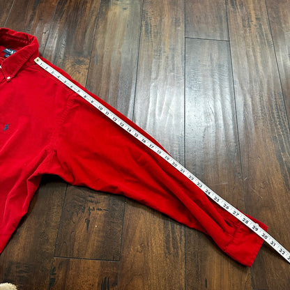 Polo Ralph Lauren Red Button Down Work Shirt Dress Vtg Up Y2K 90s Western Blake