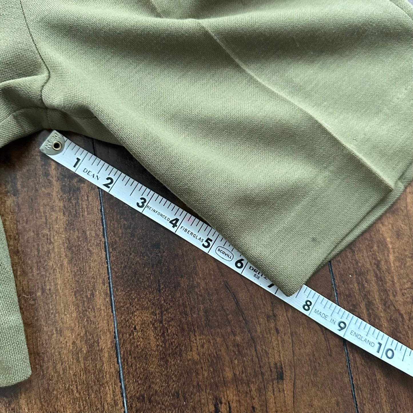 Vintage USA Rockabilly Womens Shorts Disco Wool? 70s 80s Church Funky Green Army