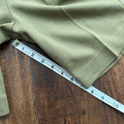 Vintage USA Rockabilly Womens Shorts Disco Wool? 70s 80s Church Funky Green Army