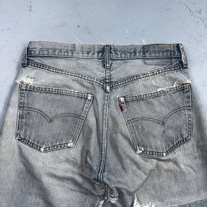 Levis 501 Vintage 80s Redline Selvedge USA XX Jeans Thrashed Light Act 31x29