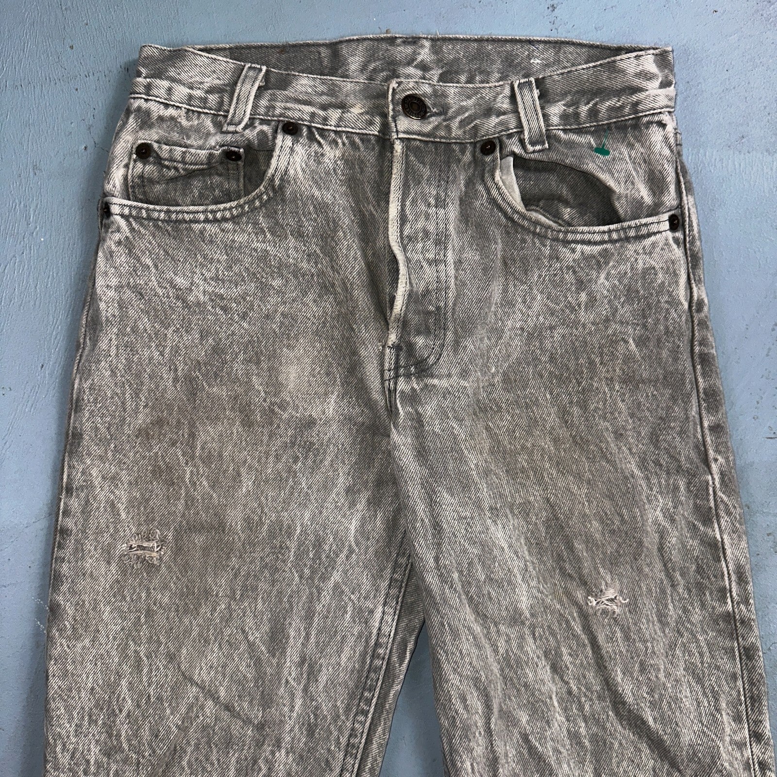 Levis 501 Vintage 80s USA XX Straight Leg Jeans Gray Acid Wash 27x32 Act 26x31