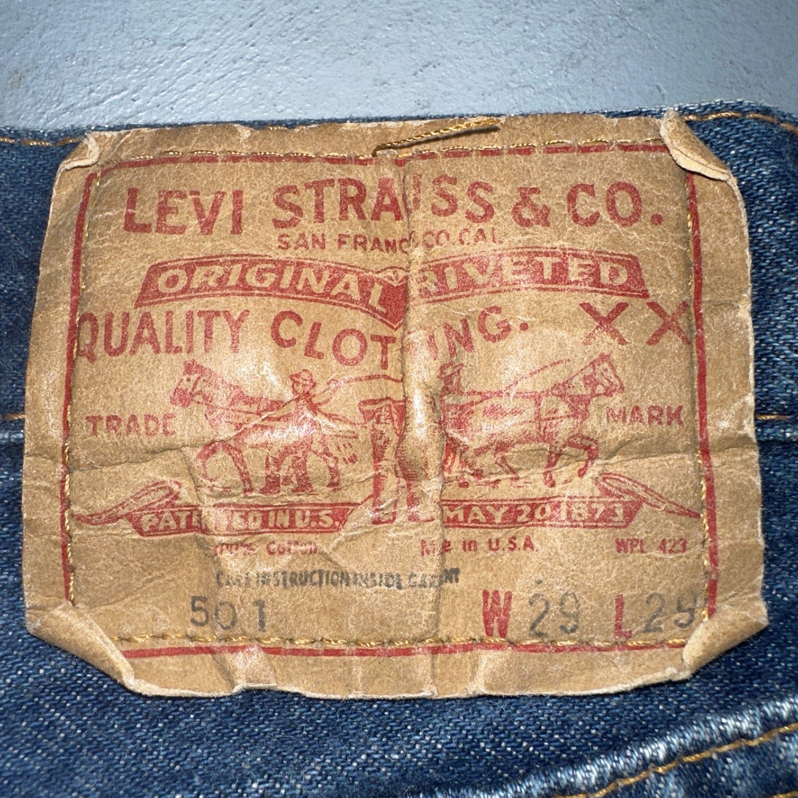 Levis 501 Vintage 80s Redline Selvedge USA XX Jeans Med Wash 29x29 Act 26x25