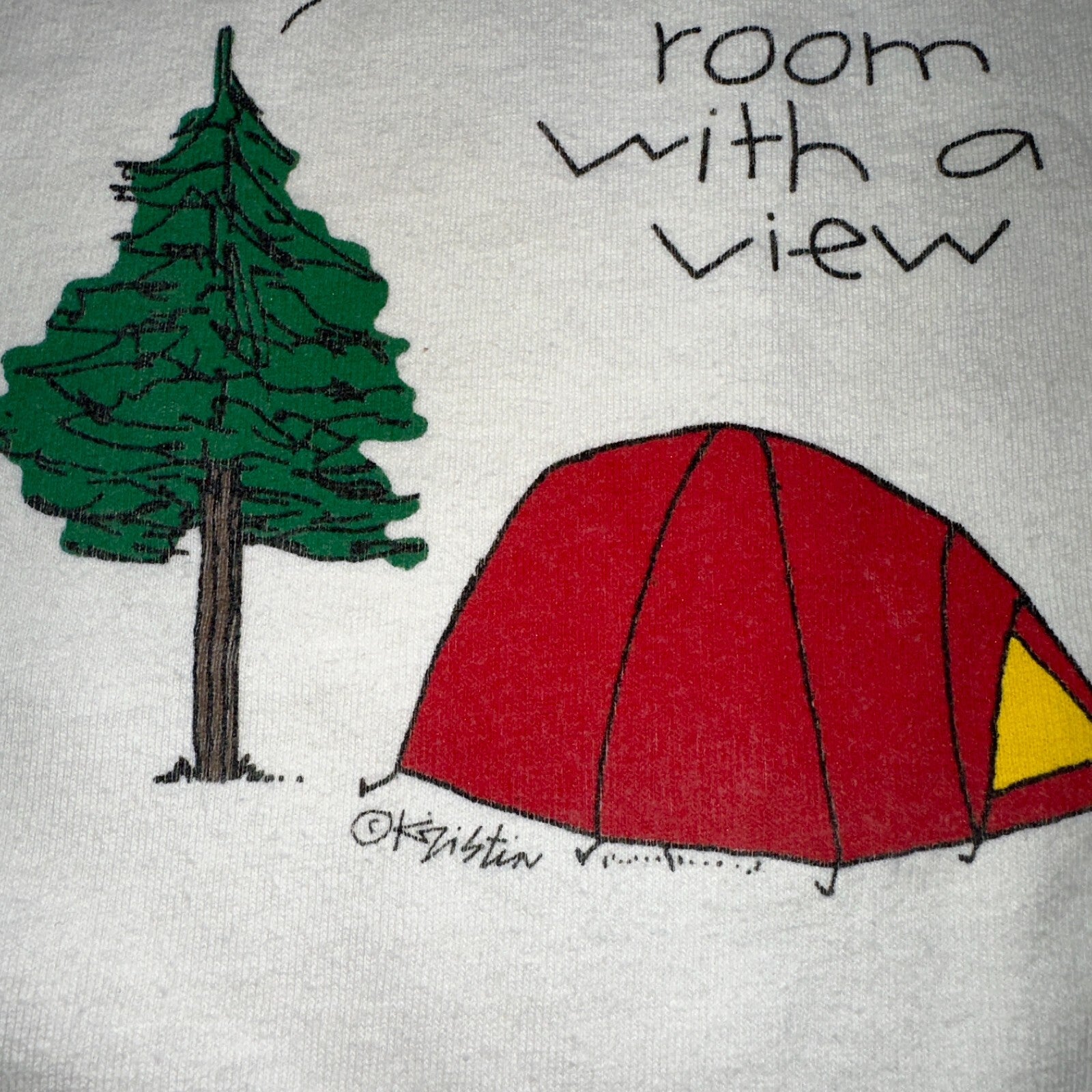 Hiking Room With A View VTG T Shirt Funny Camping Camp Hike Travel USA Y2K