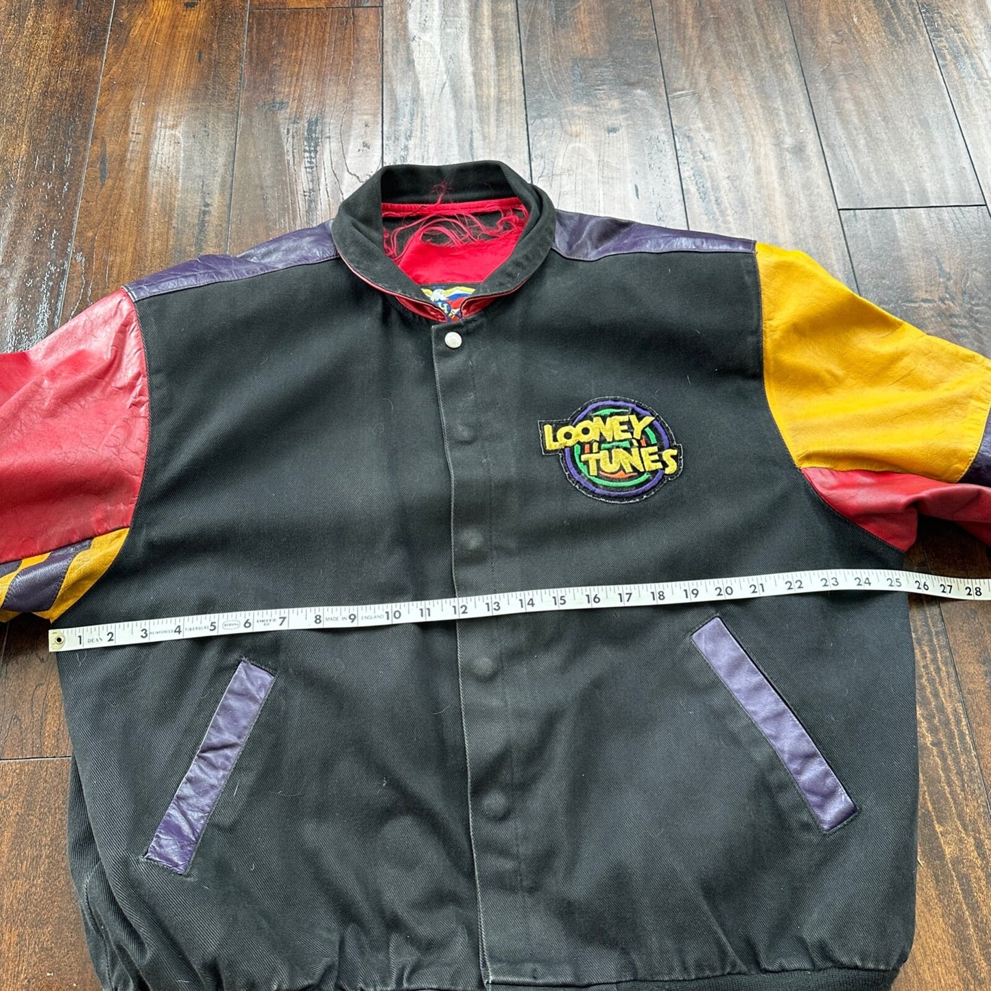 VTG 1992 Jeff Hamilton Looney Tunes Leather Canvas Jacket XL 90s Rap Cartoon Art