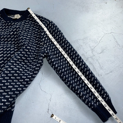 LL Bean VTG Sweater Mens 3XL Birdseye Norwegian Wool Fisherman Blue Heritage