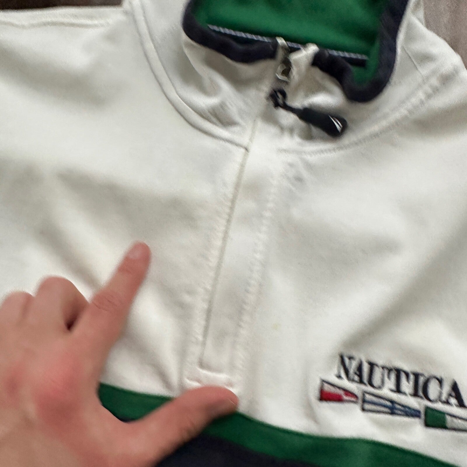 Nautica Classic White Striped Pullover Quarter Zip Sweater Shirt Size XL