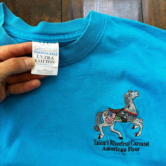 Salem Oregon Riverfront Carousel Vintage T Shirt Horse Funny Memory Portland