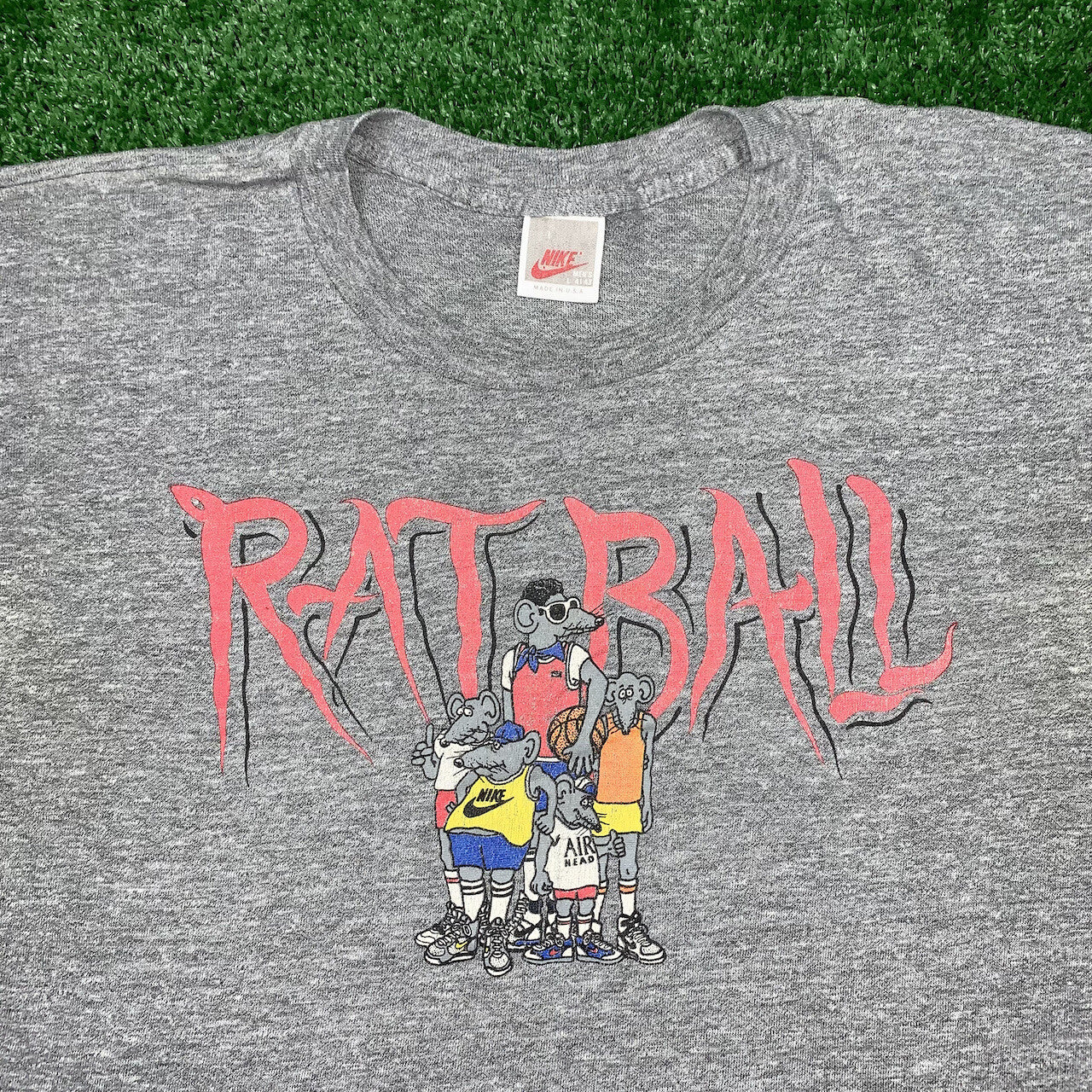 Nike Vintage T Shirt Mens Ratball 80s Promo Basketball Rap Cartoon Cute Jordan