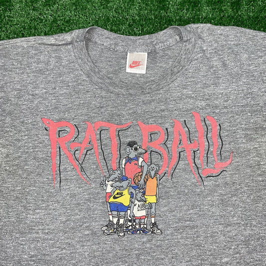 Nike Vintage T Shirt Mens Ratball 80s Promo Basketball Rap Cartoon Cute Jordan