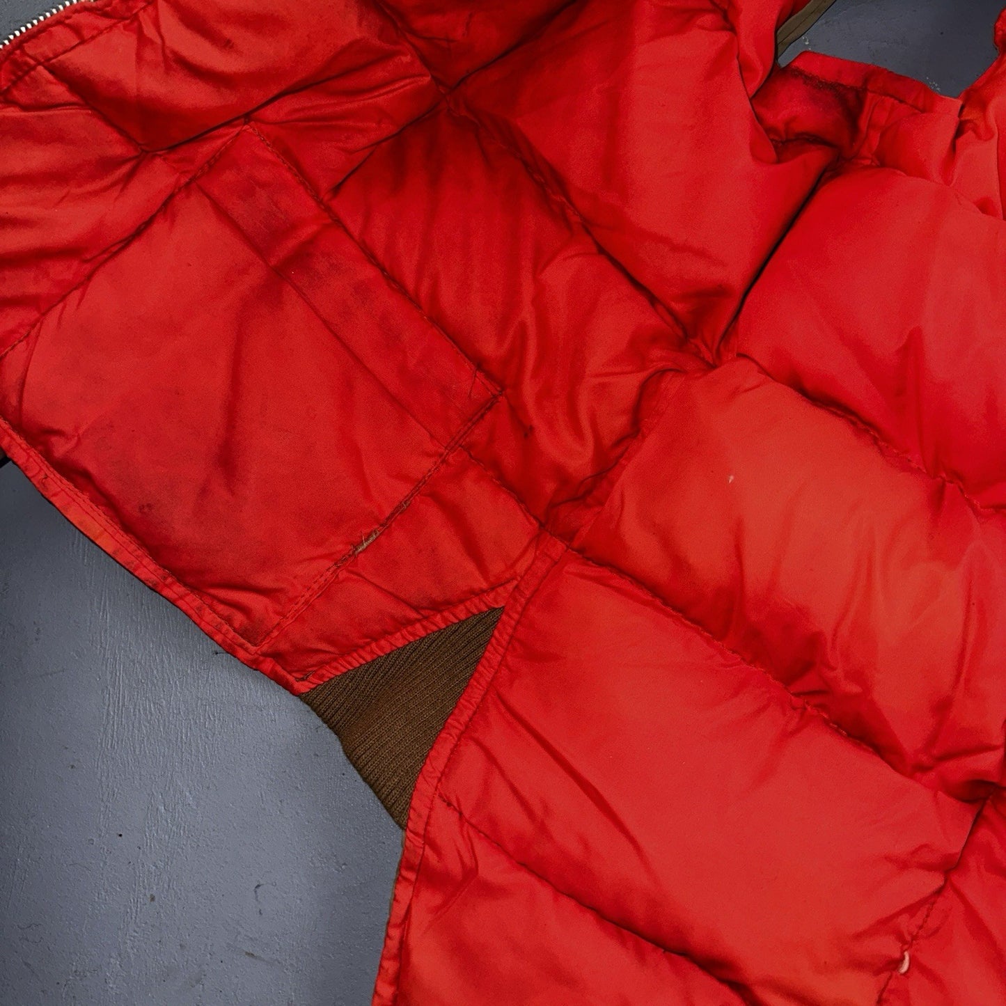 Vtg Pioneer Sportswear M 60s Union Reversible Tan Blaze Orange Canada Down Vest