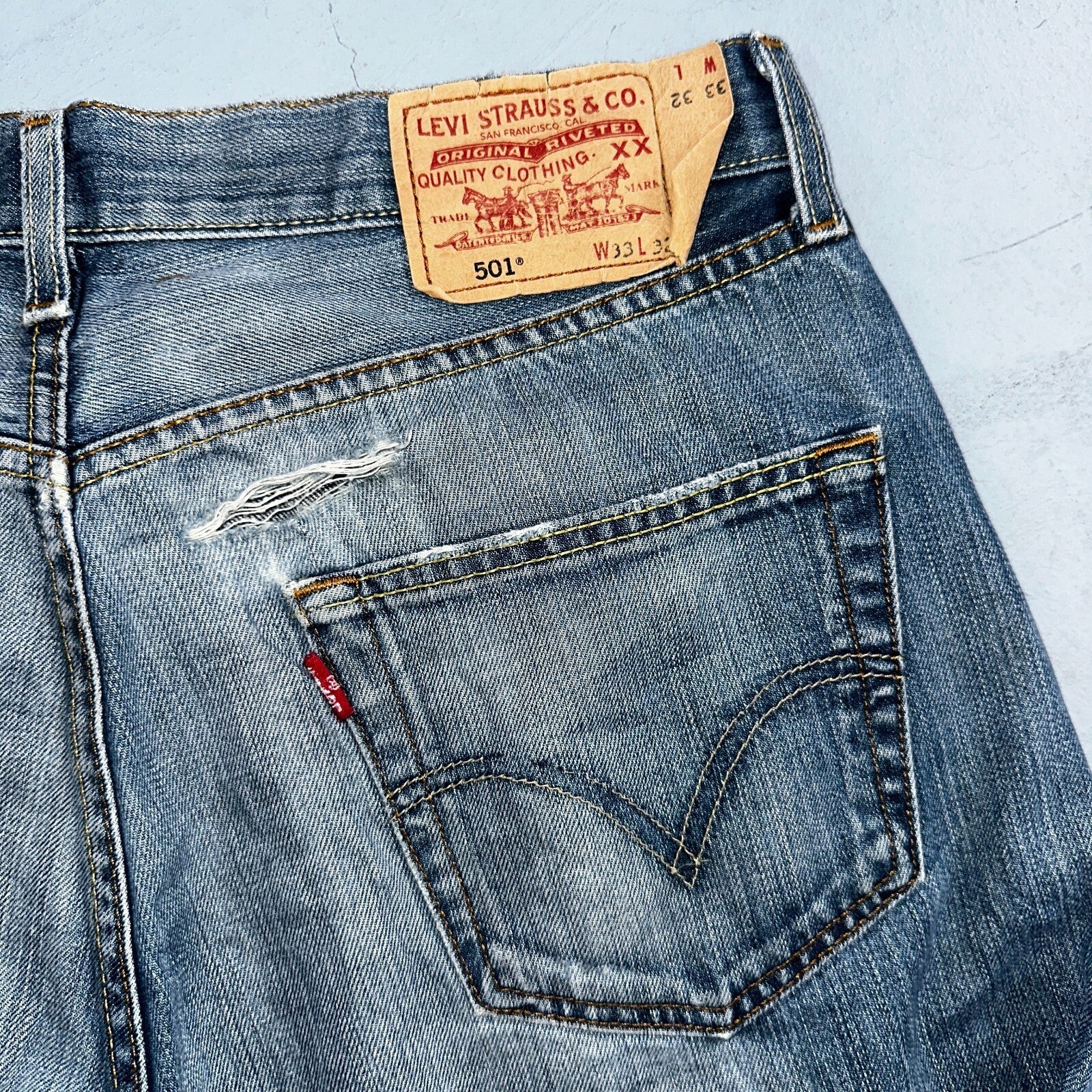 Levis 501 Vintage Y2K XX Straight Leg Jeans Blue Med Wash 33x32 Act 32x31