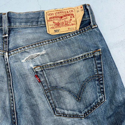 Levis 501 Vintage Y2K XX Straight Leg Jeans Blue Med Wash 33x32 Act 32x31