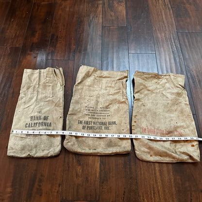 Vtg The First National Bank Money Bag Cloth Bag Portland Oregon California 1940s