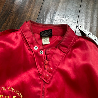 VTG 90s GTX Pacific Divison Satin Bomber Jacket USA Rare 80s ISCA Dale Arnold