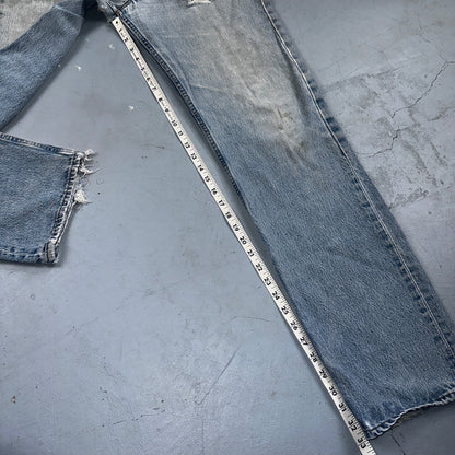 Levis 501 Vintage 90s USA XX Straight Leg Jeans Blue Light Wash 34x34 Act 32x33