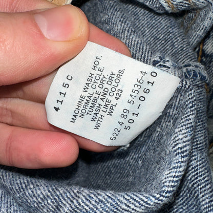 Levis 501 Vintage 80s USA XX Straight Leg Jeans Blue Acid Wash 30x34 Act 28x32