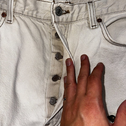 Levis 501 Vintage 90s USA XX Straight Leg Jeans White Light Wash 36x34 Act 34x34