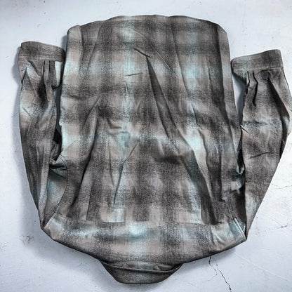 Pendleton Lodge Button Up Shirt Men's Medium Wool Plaid Gray Teal Pocket