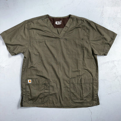 Carhartt C15208 Men's Scrub Top Shirt Multi Pocket Size L Olive Green