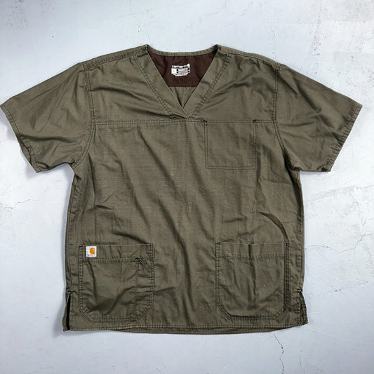 Carhartt C15208 Men's Scrub Top Shirt Multi Pocket Size L Olive Green
