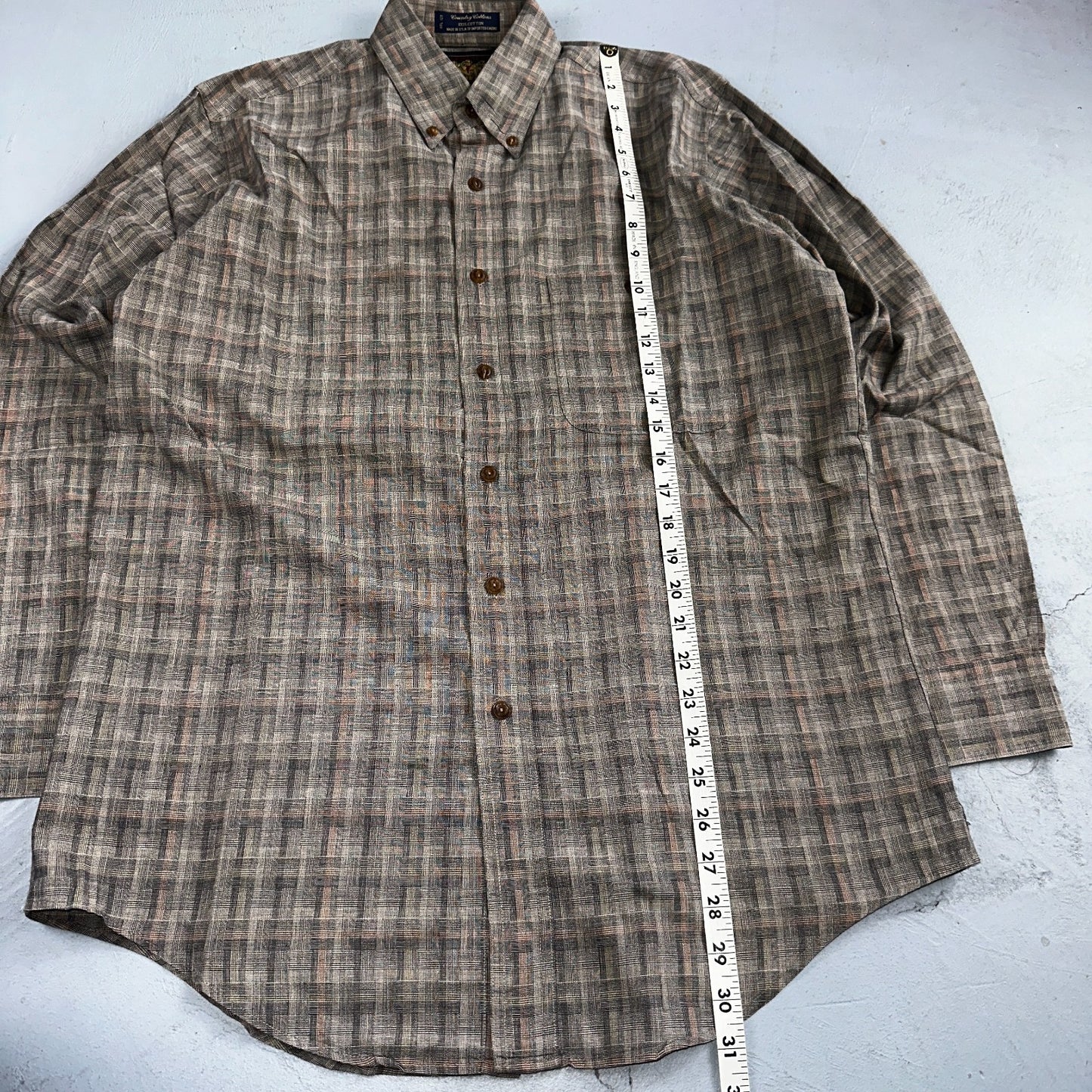 Vintage 90s Ralph Lauren Chaps 15 Plaid Shirt Grey Country Cottons Classic