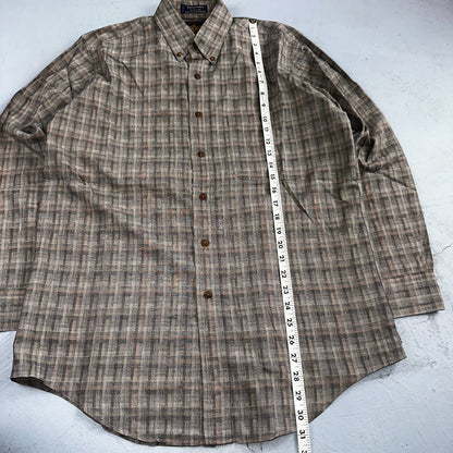 Vintage 90s Ralph Lauren Chaps 15 Plaid Shirt Grey Country Cottons Classic