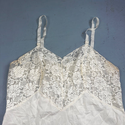 VTG 1960s Aristocraft Lingerie Slip Dress Sleepwear Full Sweep Nightgown Lace