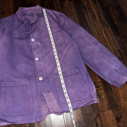 VTG 1940s 50s Overcoat Overdye Purple Jacket Rockabilly Pos WWII Chore Work Coat