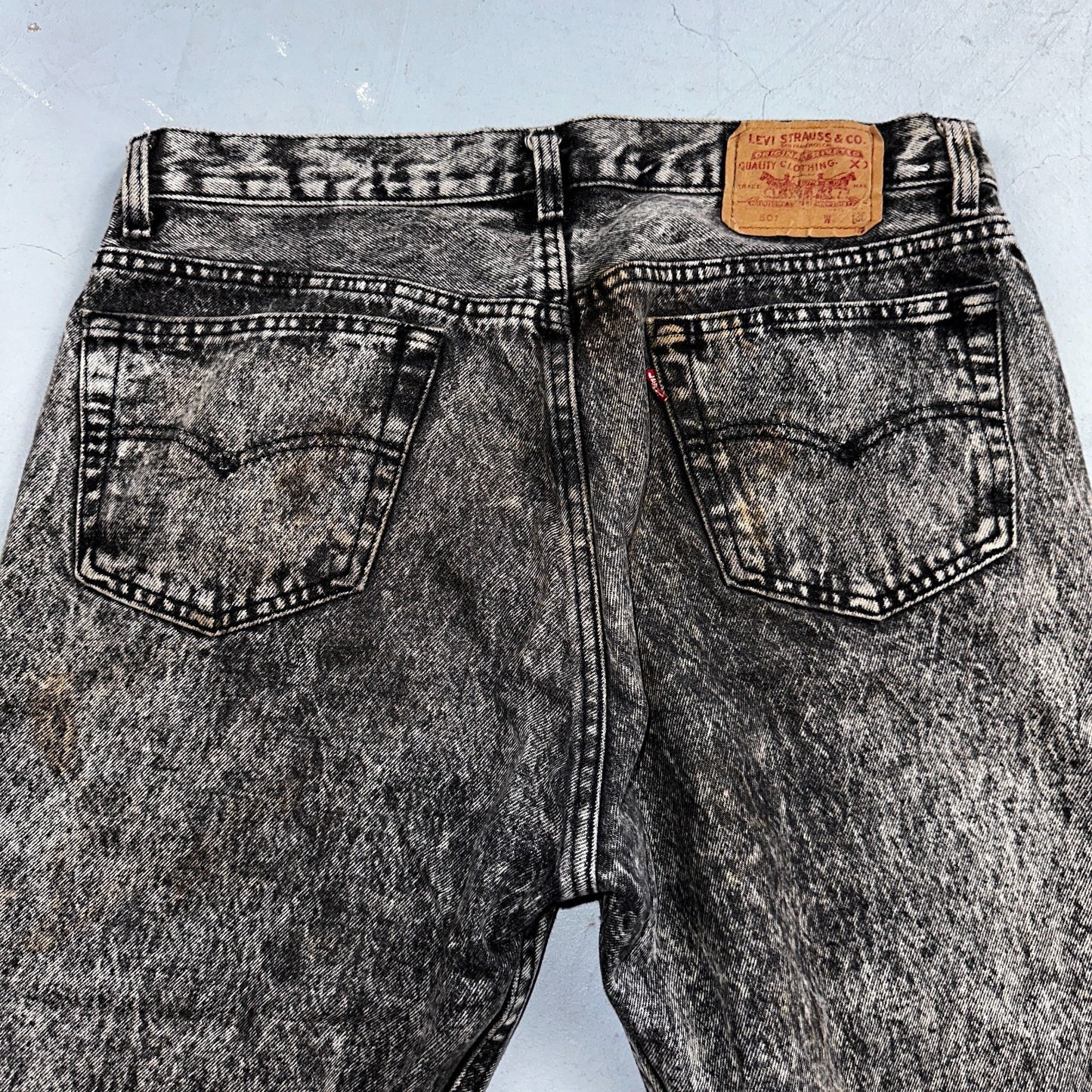 Levis 501 Vintage 80s USA XX Straight Leg Jeans Gray Acid Wash 36x30 Act 34x29