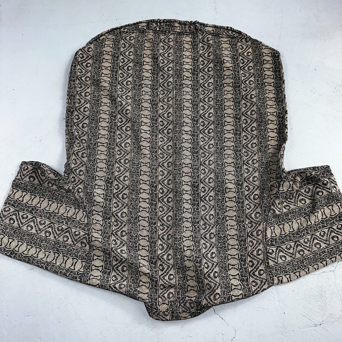 Hawaiian Regular Fit Shirt Men L Gray Geometric Tribal Button Up 80s VTG